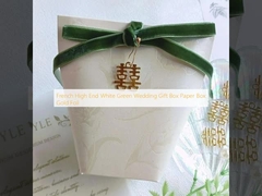 Francuska wysokiej klasy biało-zielona pudełko na prezent ślubny z papieru ze złotą folią