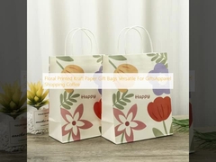 Kwiatowe, wydrukowane torebki z papieru Kraft, wszechstronne do prezentów, kupna ubrań, kawy