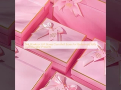 Pink Bowknot Gift Boxes Clamshell Boxes for Bridesmaid Gifts Customizable Presents