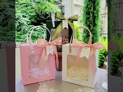 Precious Window Gift Bag Premium White Gold Presentation Square Clear Window Wzmocnione uchwyty