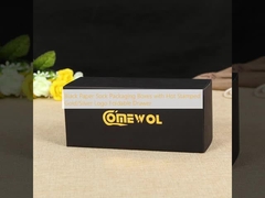 Black Paper Sock Packaging Boxes with Hot Stamped Gold/Silver Logo Foldable Drawer