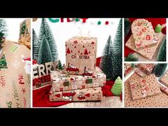 Zabytkowy papier do pakowania prezentów Kraft Boże Narodzenie, dwustronnie drukowany, wzory Świętego Mikołaja i bałwana, ekologiczny