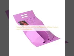 Foldable Ribbon  handle Flip top Magnetic Gift Box Custom Logo Printing Available